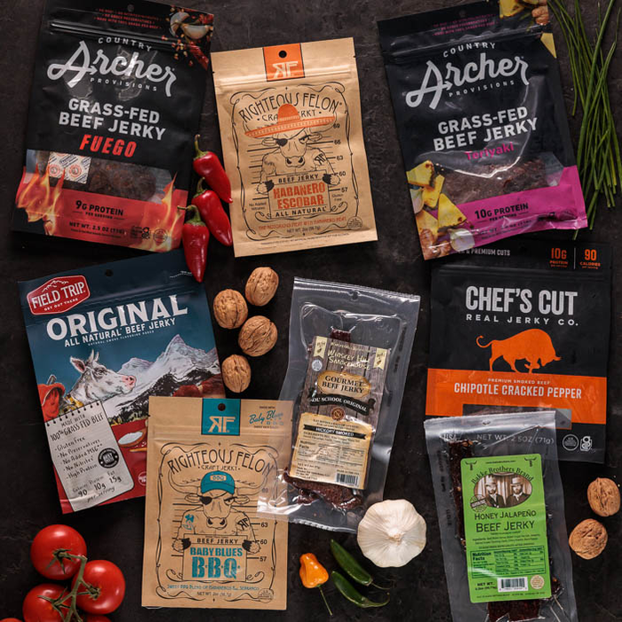 Multiple Beef Jerky flavors for men's snack gift.