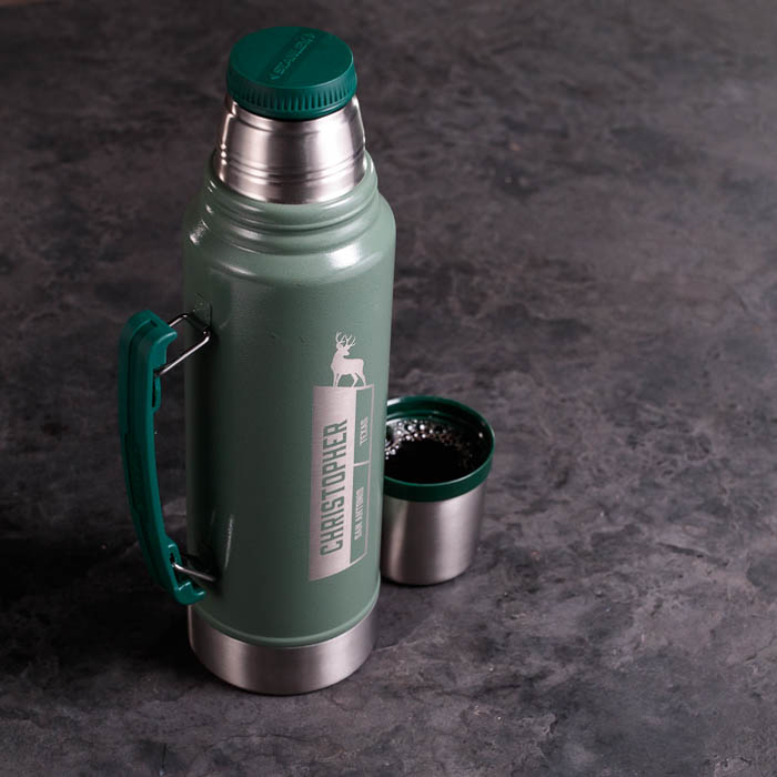 Personalized travel thermos is a great men's outdoor gift.