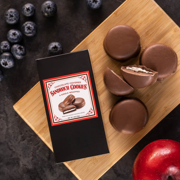Chocolate covered cookies are a great men's snack gift.